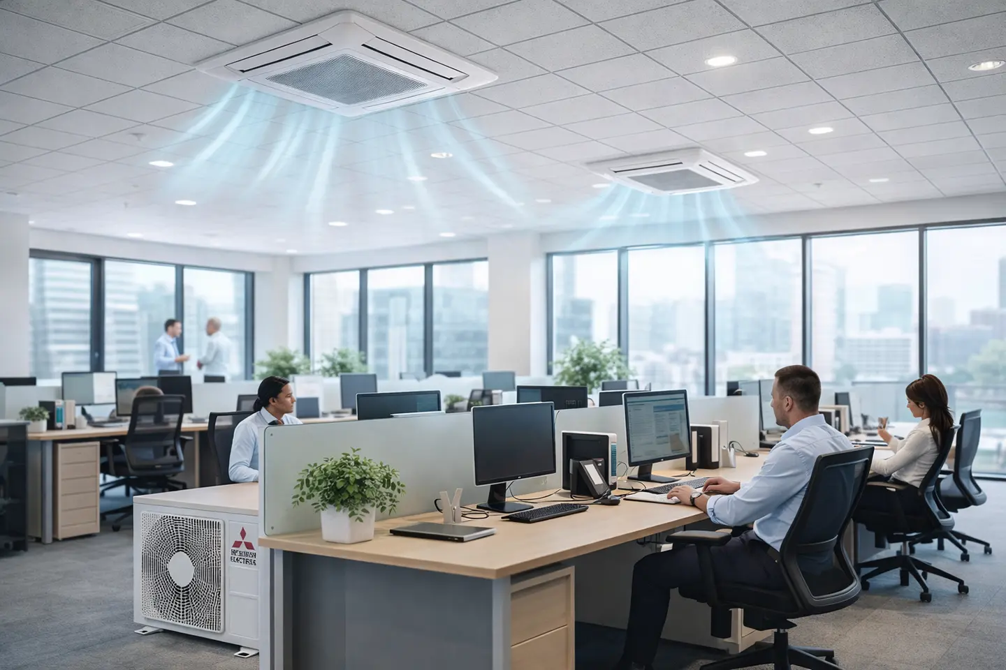 Ambiente ufficio moderno con sistema di climatizzazione